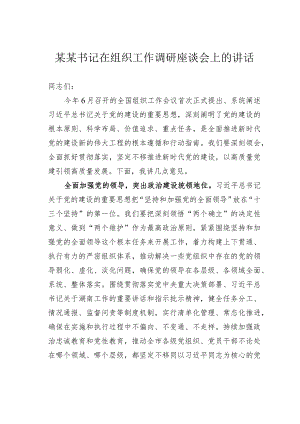 某某书记在组织工作调研座谈会上的讲话.docx