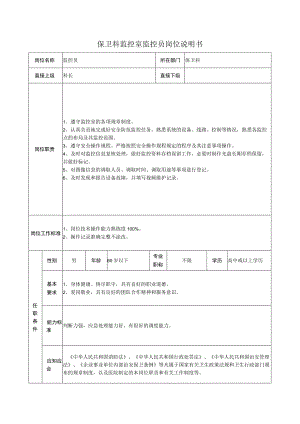 保卫科监控室监控员岗位说明书.docx