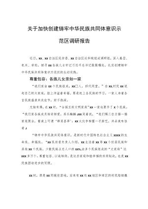 关于加快创建铸牢中华民族共同体意识示范区调研报告.docx