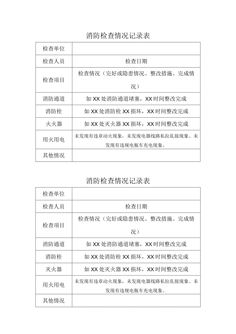 消防检查情况记录表.docx_第1页