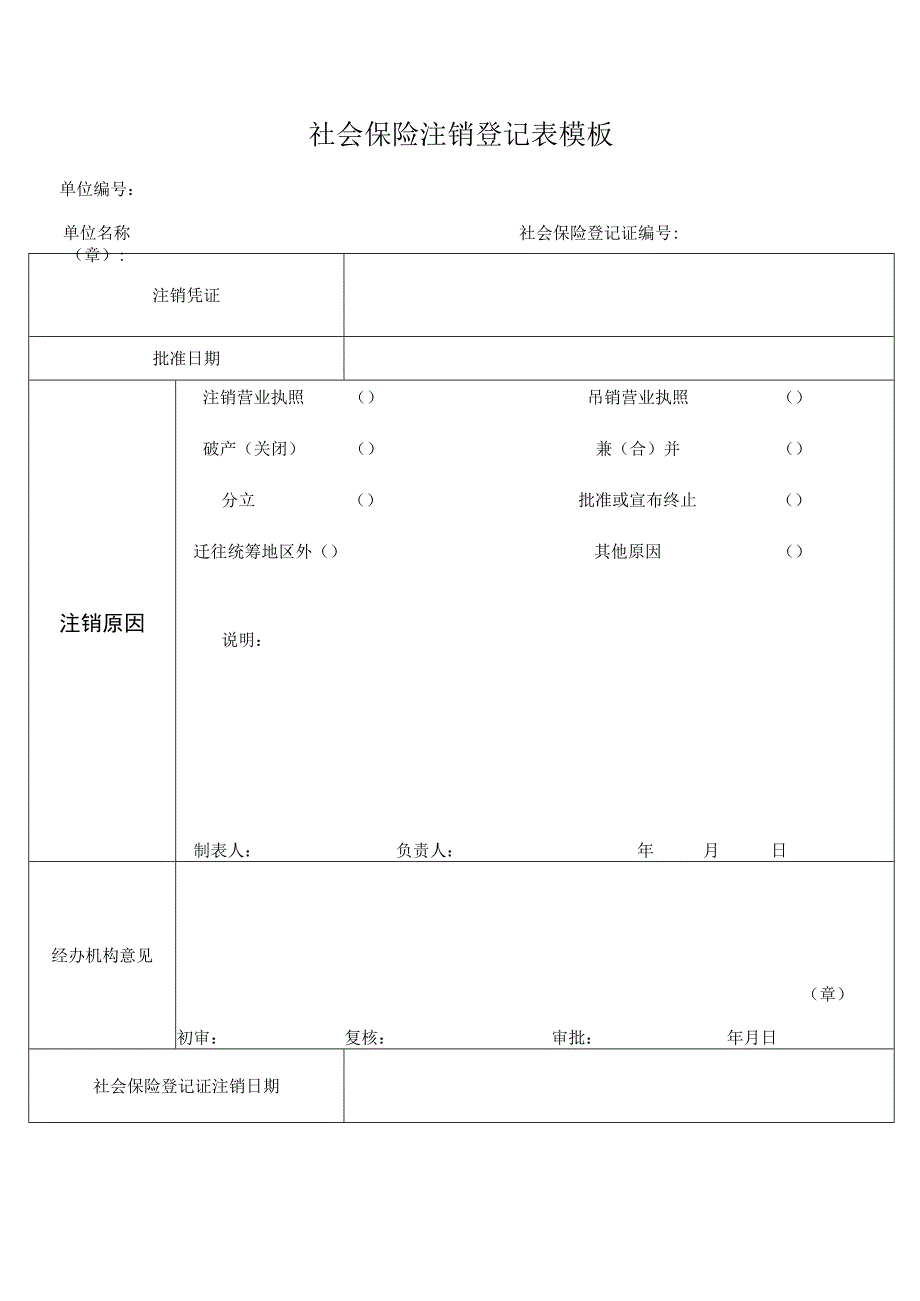 社会保险注销登记表模板.docx_第1页