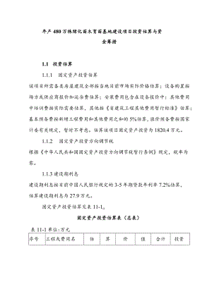 年产480万株绿化苗木育苗基地建设项目投资估算与资金筹措.docx