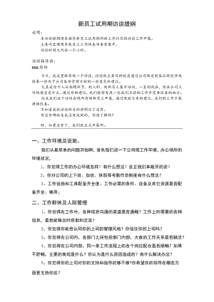 (XX公司企业)新员工试用期访谈提纲.docx