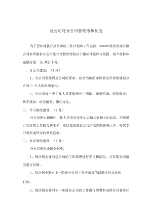 总公司对分公司管理考核制度.docx