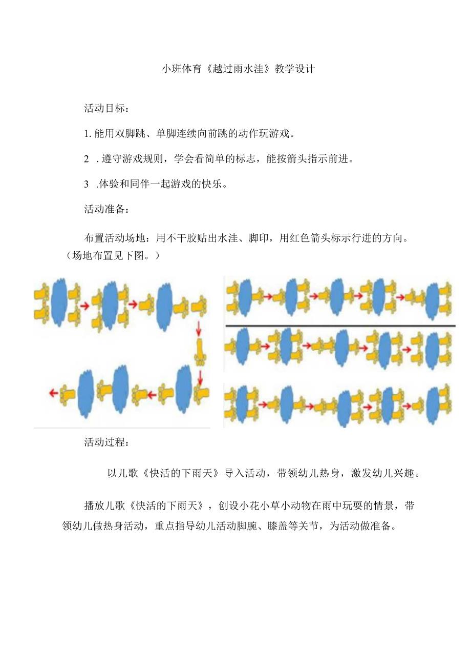 幼儿园优质公开课：小班体育《越过雨水洼》教学设计.docx_第1页