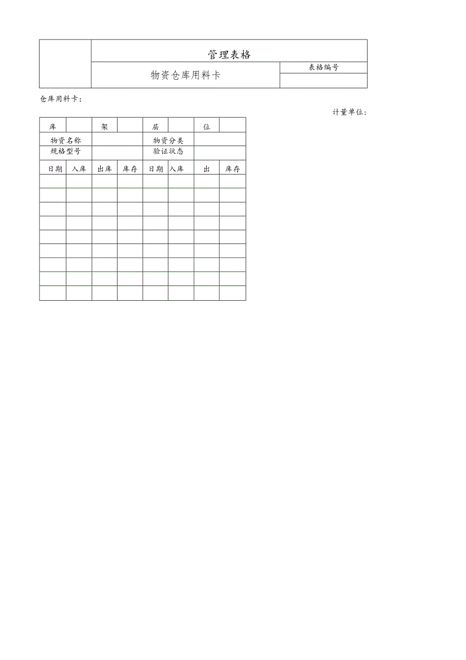 物资仓库用料卡.docx_第1页