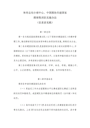 小球中心中国掷协共建国家掷球集训队实施办法（征求意见稿）.docx