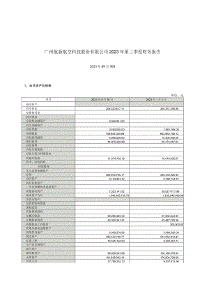 航新科技：2023年第三季度财务报告.docx