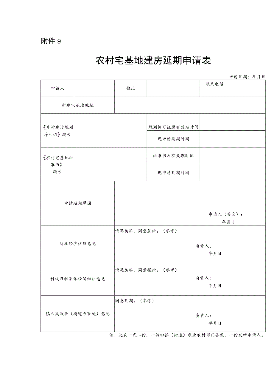 农村宅基地建房延期申请表.docx_第1页