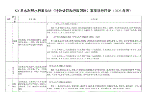 水行政执法 (行政处罚和行政强制)事项指导 目录(2023年版).docx