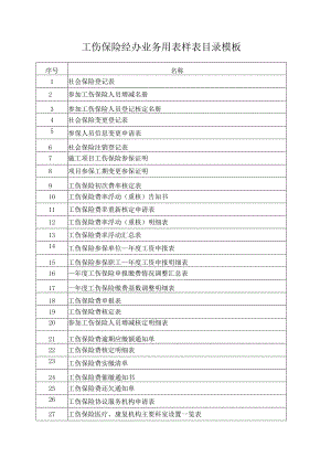 工伤保险经办业务用表样表目录模板.docx