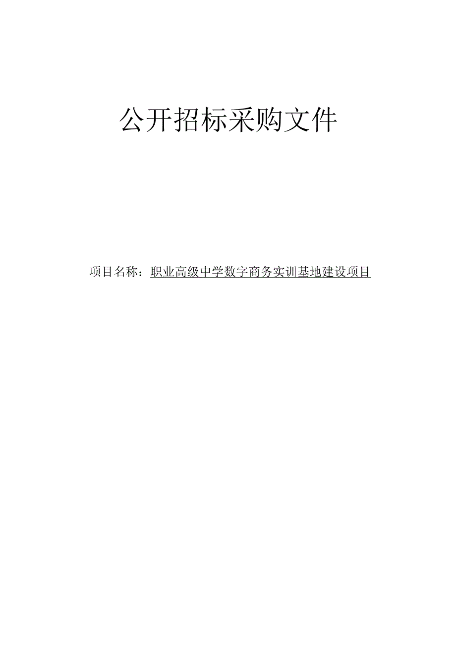 职业高级中学数字商务实训基地建设项目招标文件.docx_第1页