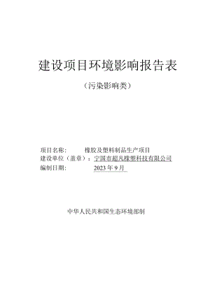 橡胶及塑料制品生产项目环境影响报告.docx