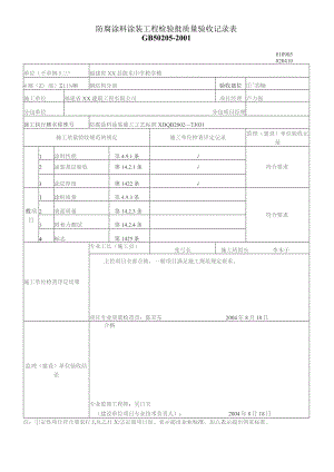 防腐涂料涂装工程检验批质量验收记录表.docx