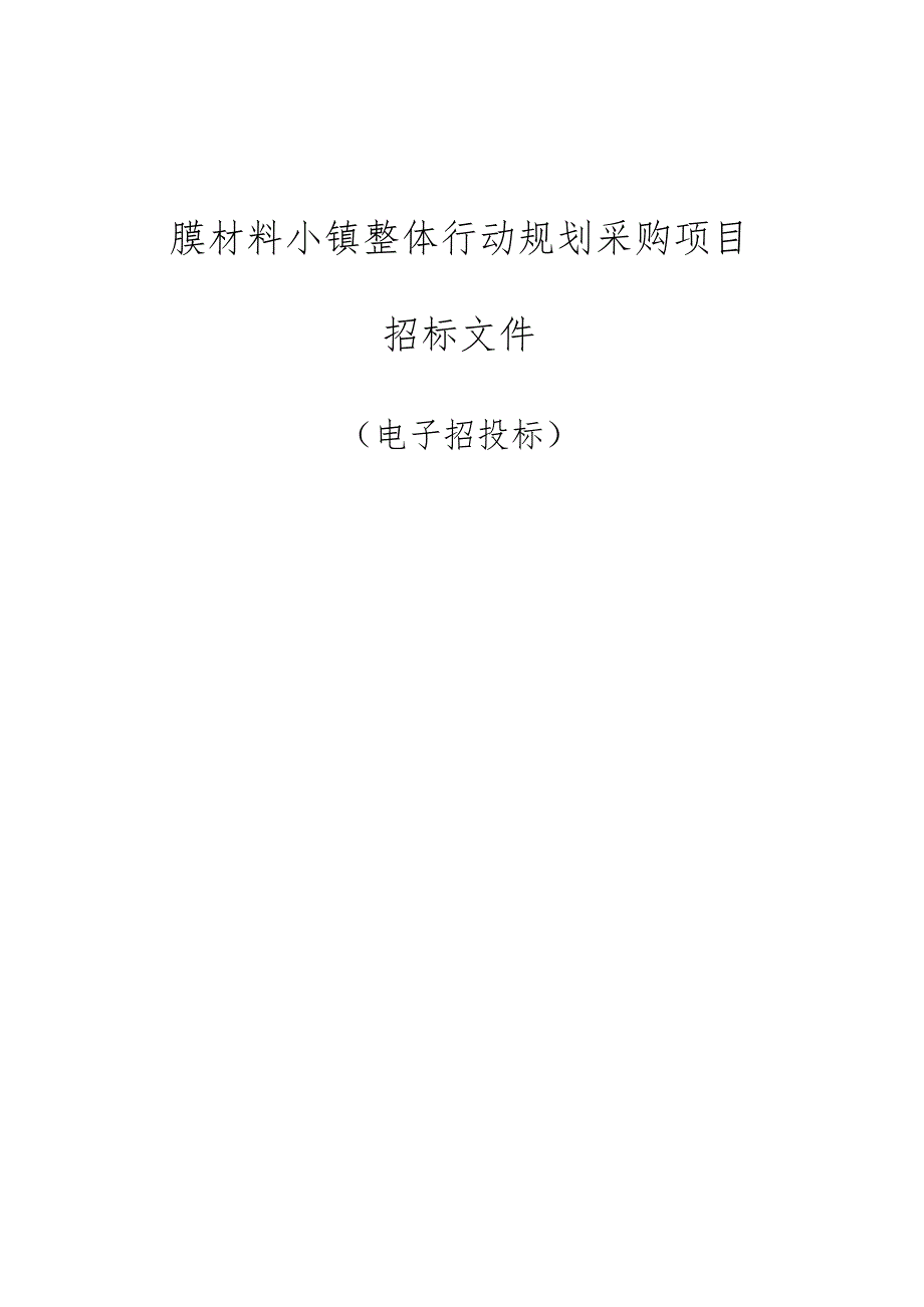 膜材料小镇整体行动规划采购项目招标文件.docx_第1页