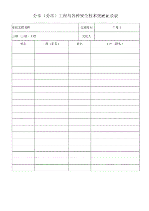分部（分项）工程与各种安全技术交底记录表.docx