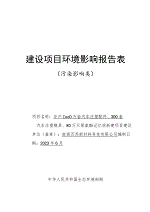 汽车注塑配件、注塑模具、聚氨酯记忆枕生产项目环境影响报告.docx