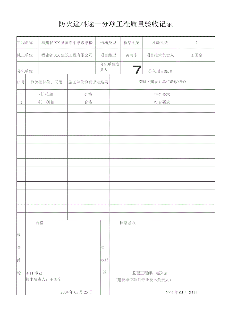 防火涂料涂装--分项工程质量验收记录.docx_第1页