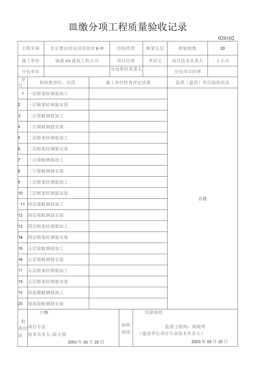 钢-筋分项工程质量验收记录.docx_第1页