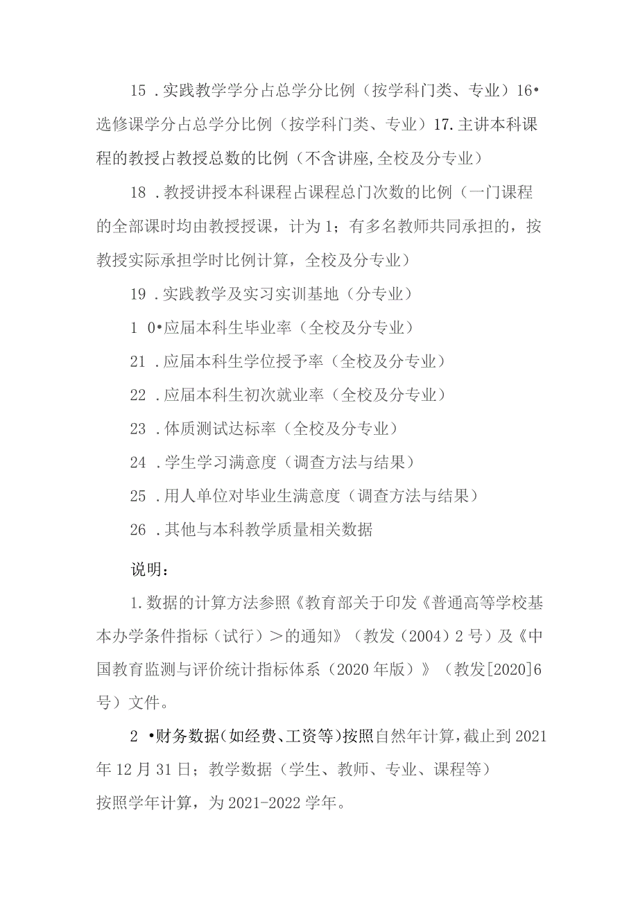 高等学校2022－2023学年本科教学质量报告支撑数据目录.docx_第2页