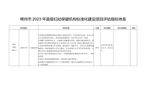 郴州市2023年县级妇幼保健机构标准化建设项目评估指标体系.docx