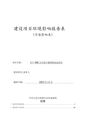 年产900万只电子烟用锂电池项目环境影响报告表.docx