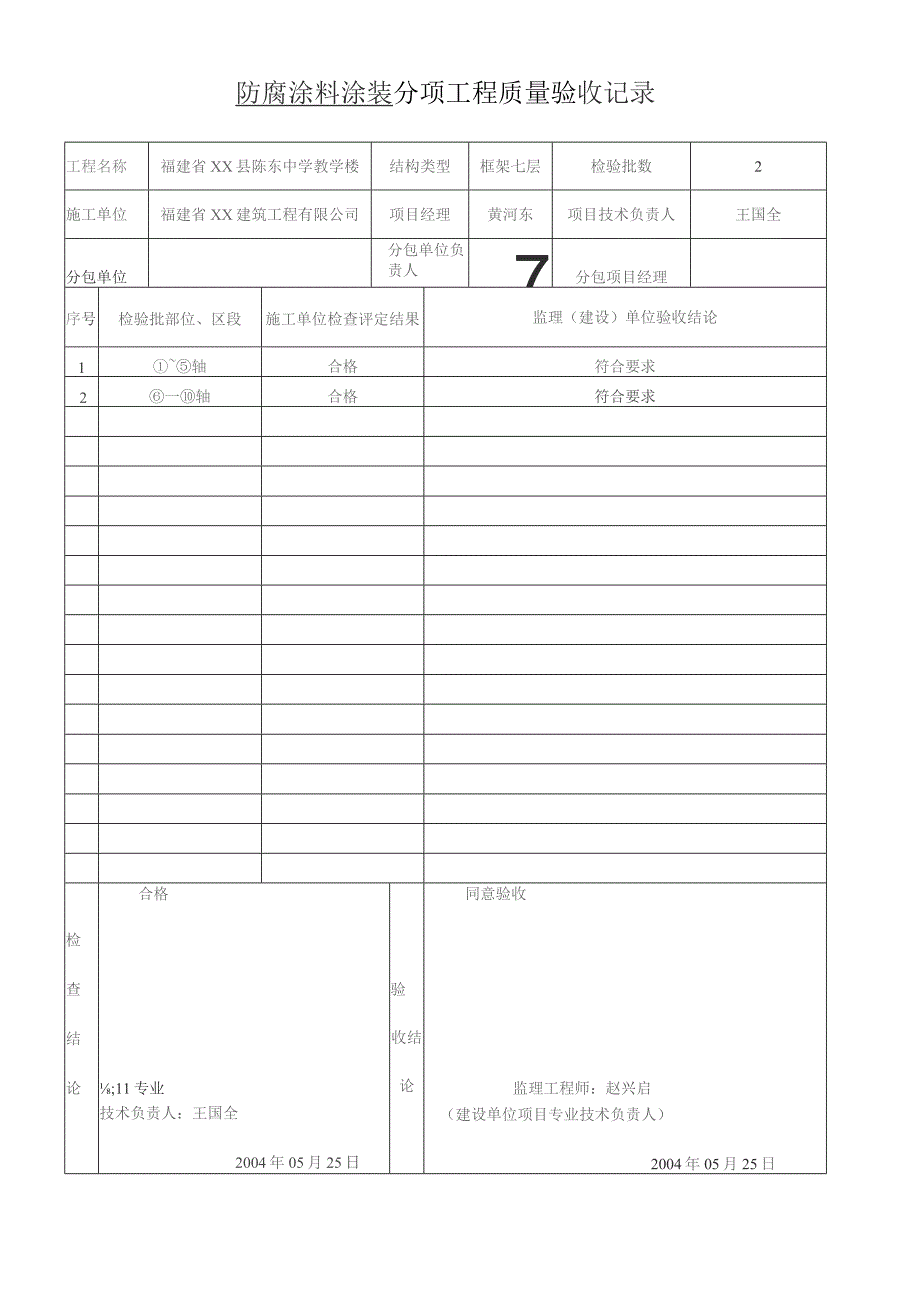 防腐涂料涂装--分项工程质量验收记录.docx_第1页