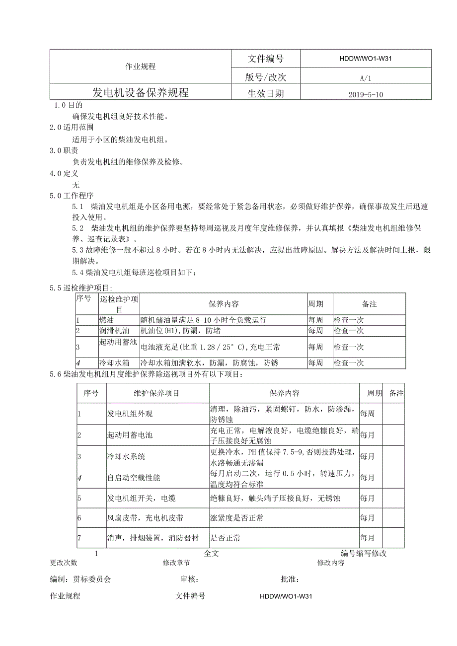 发电机设备保养规程.docx_第1页