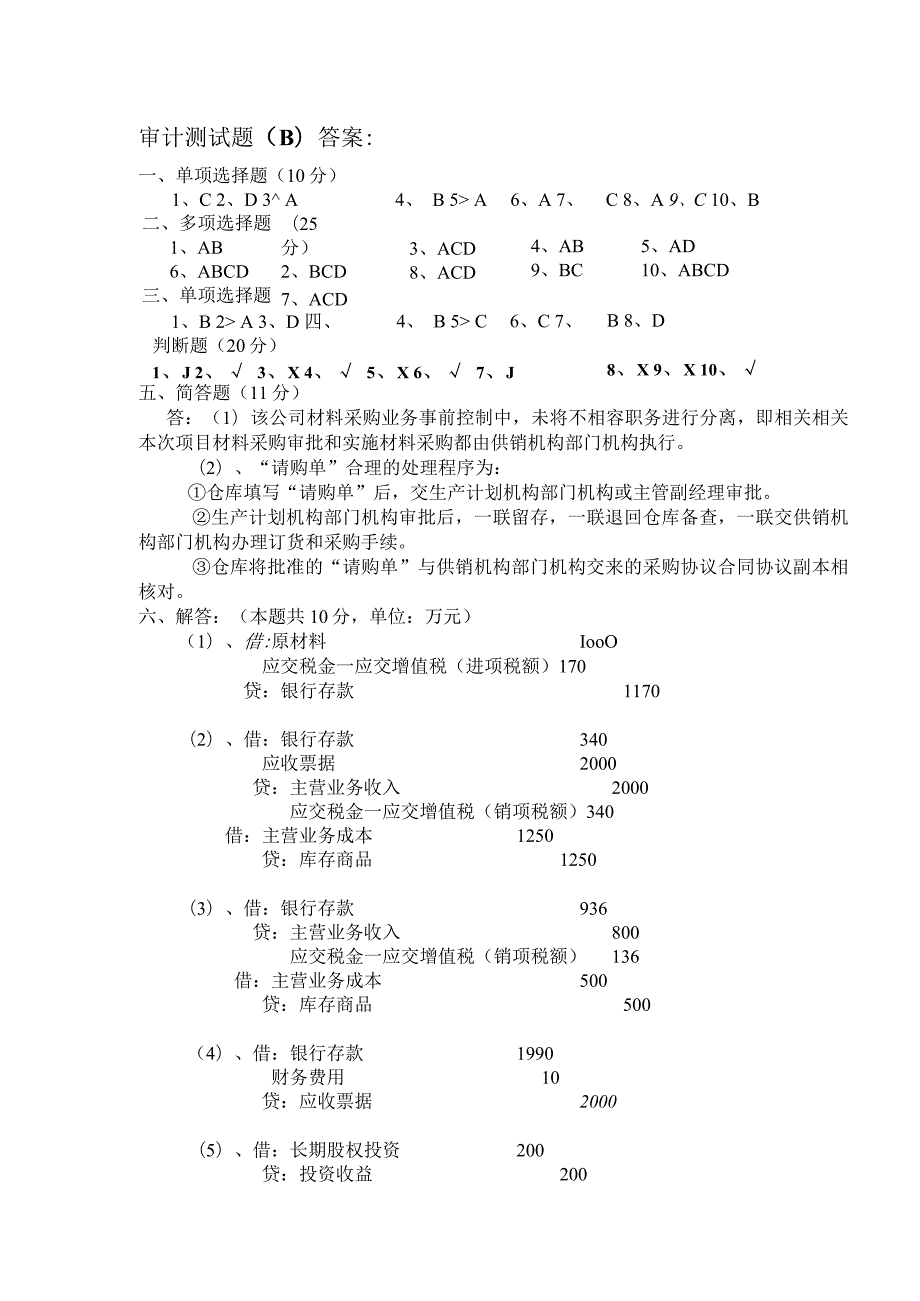 办公文档范本审计试题答案.docx_第1页