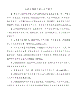 公司总部员工安全生产职责.docx