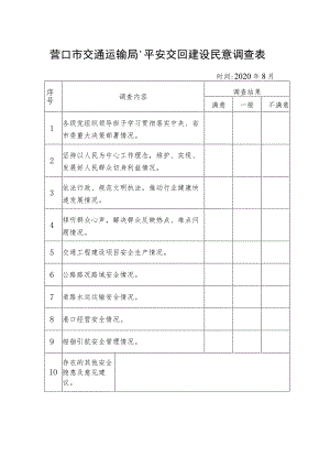 营口市交通运输局“平安交通”建设民意调查表.docx