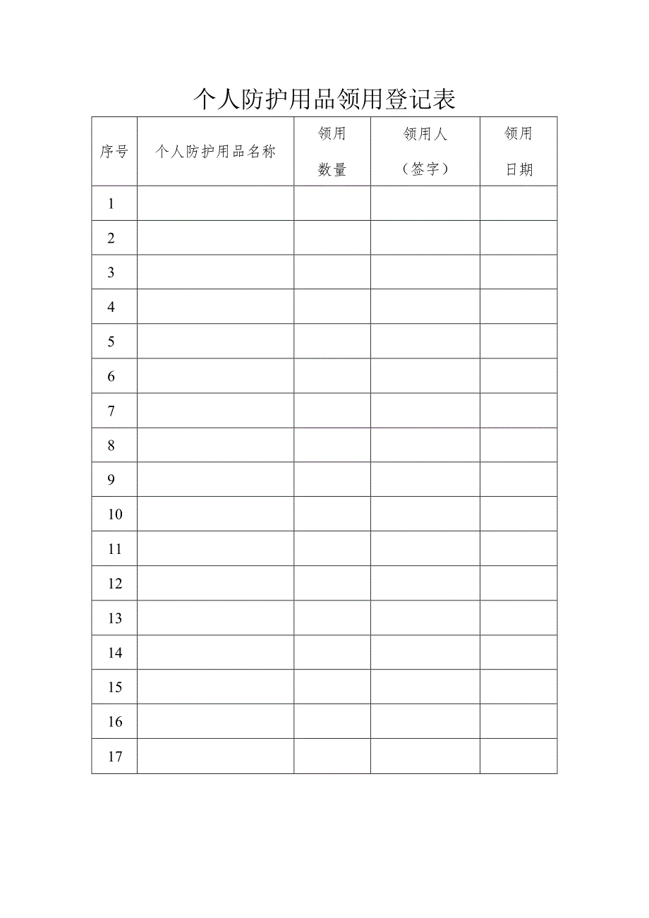 个人防护用品领用登记表.docx_第2页