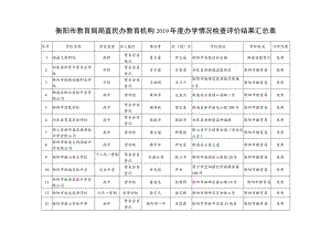 衡阳市教育局局直民办教育机构2019年度办学情况检查评价结果汇总表.docx