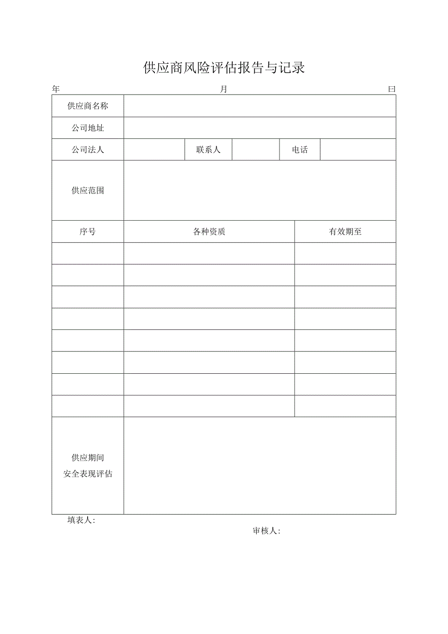 承包商供应商风险评估报告与记录.docx_第1页