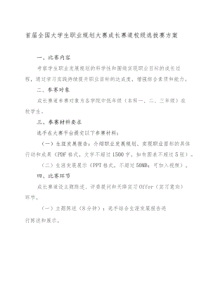 首届全国大学生职业规划大赛成长赛道校级选拔赛方案.docx