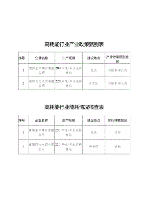 高耗能行业产业政策甄别表.docx