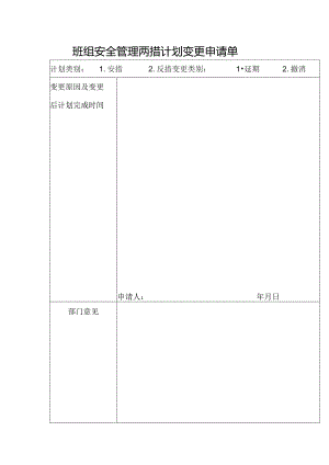 班组安全管理两措计划变更申请单.docx