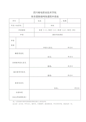 四川邮电职业技术学院体育课换修网络课程申请表.docx