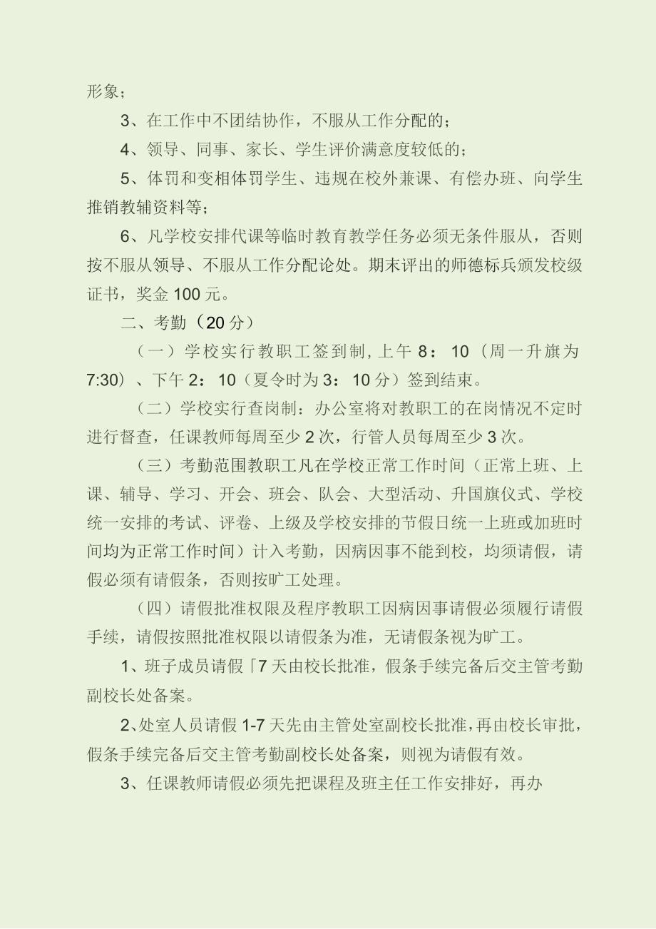 小学教职工绩效量化考核细则（最新分享）.docx_第2页