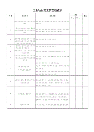 工业项目施工安全检查表.docx