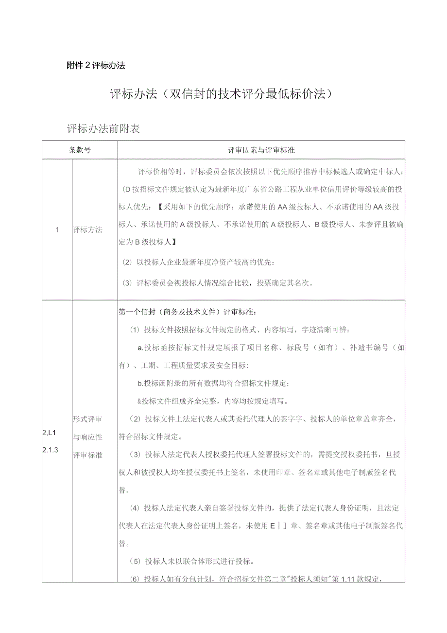 评标办法评标办法双信封的技术评分最低标价法.docx_第1页