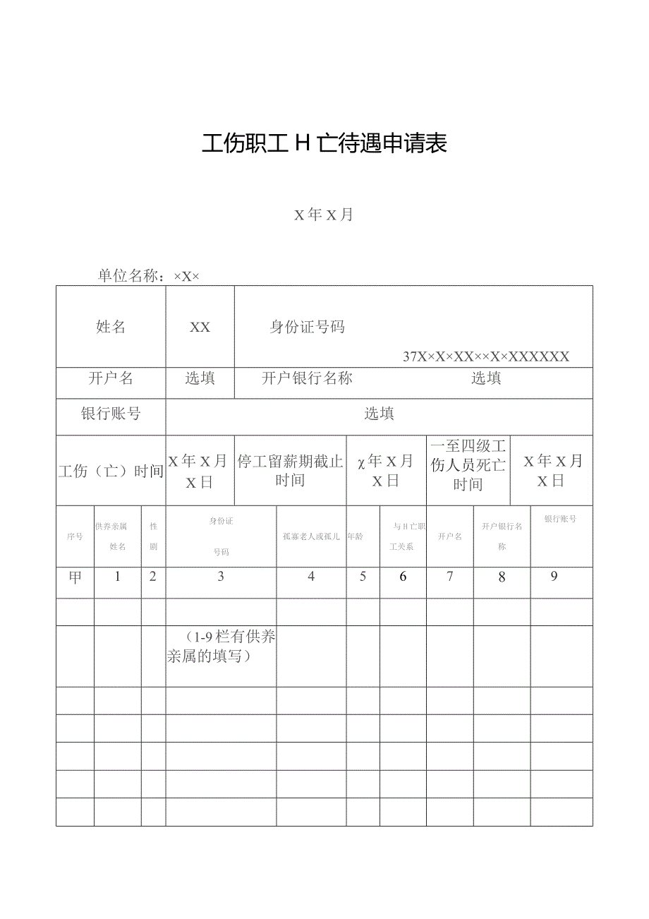 工伤职工工亡待遇申请表.docx_第1页