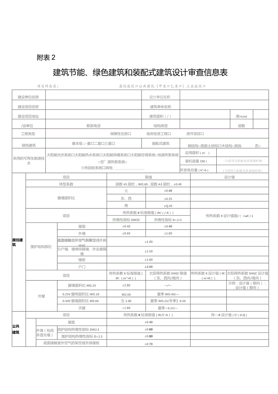 建筑节能、绿色建筑和装配式建筑设计审查信息表ocx.docx_第1页