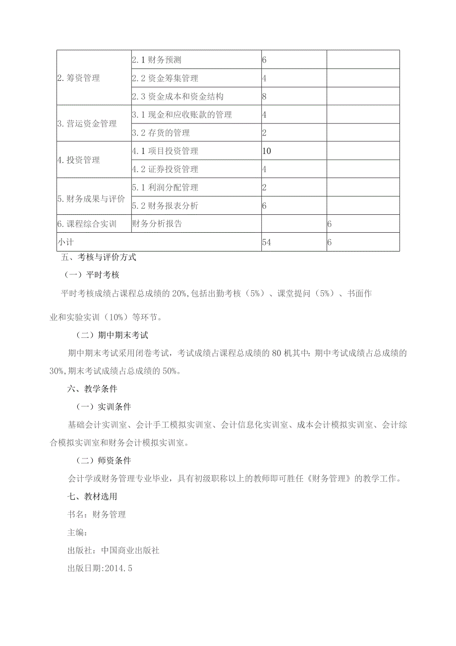 《财务管理》课程标准.docx_第2页