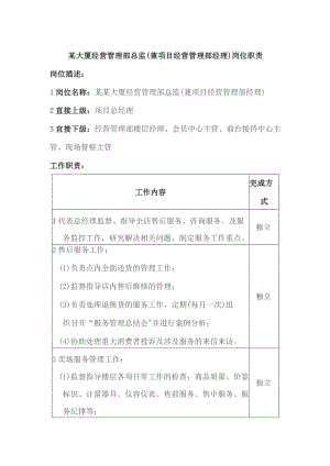 某大厦经营管理部总监（兼项目经营管理部经理）岗位职责.docx