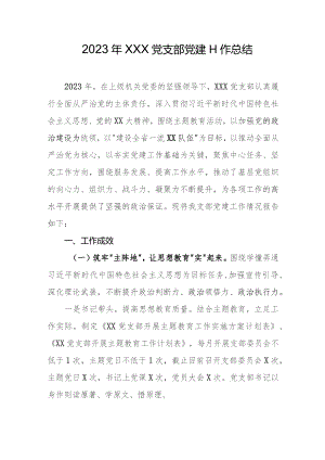 2023年XXX党支部党建工作总结.docx