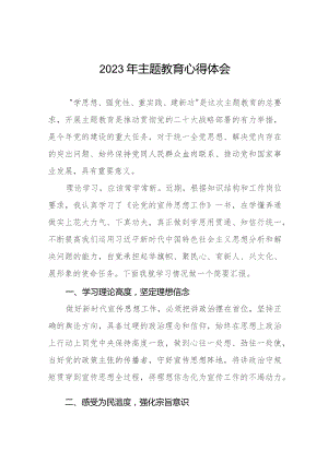 学校宣传干部2023年主题教育心得体会九篇.docx