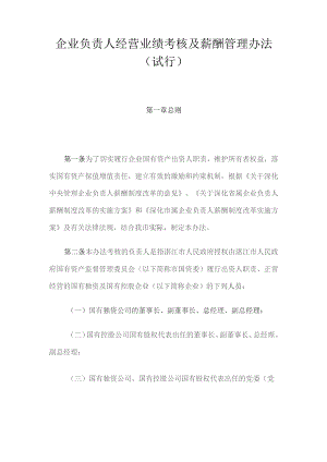 企业负责人经营业绩考核及薪酬管理办法(试行).docx