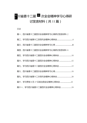 （11篇）四川省委十二届四次全会精神学习心得研讨发言材料精选.docx