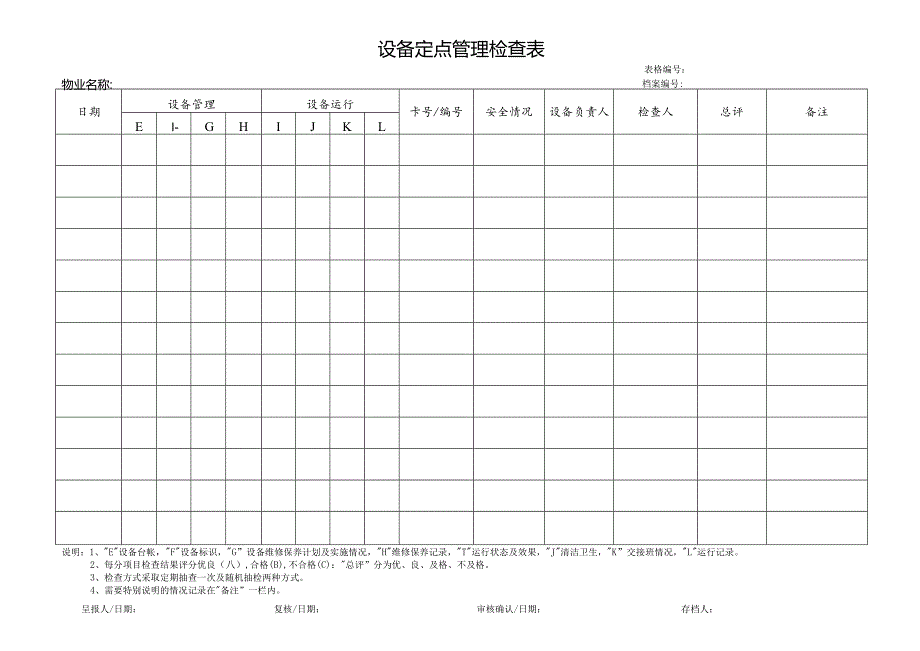 物业设备定点管理检查表.docx_第1页